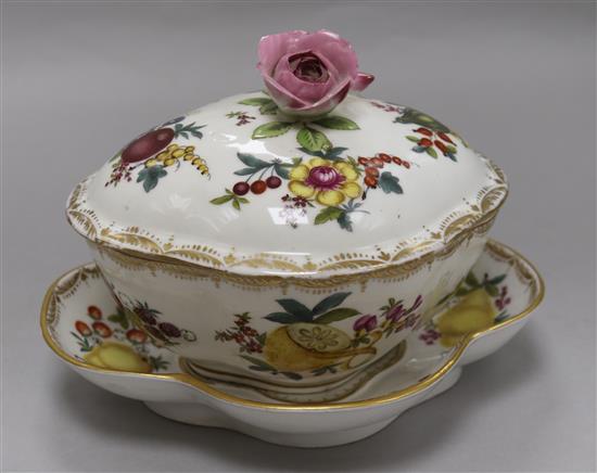 A Helena Wolfsohn, Dresden small tureen, cover and stand, late 19th century, total length 23.5cm